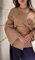 Embroidery Camel Cardigan
